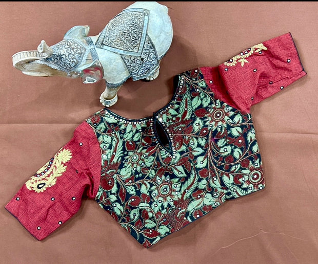 Cotton blouse with mirror work