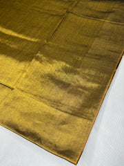 Antique gold cotton tissue saree , with brocade long sleeve blouse