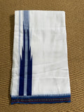 White cotton dhothi with blue border
