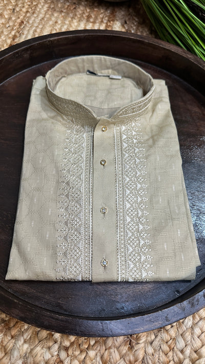 Sandalwood color soft cotton silk fabric kurta - 38