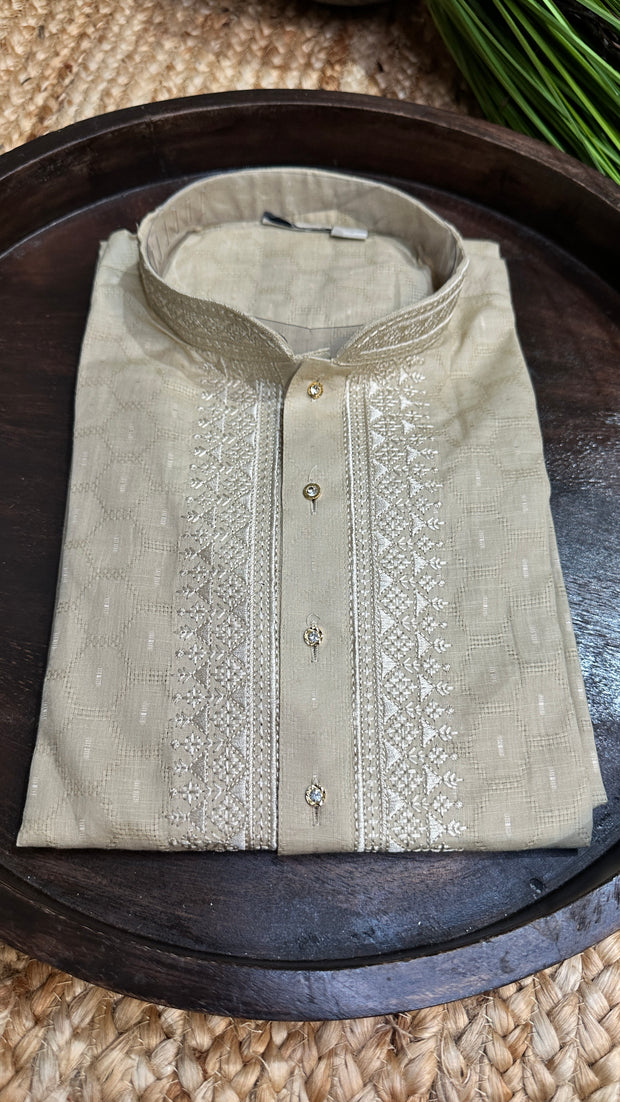 Sandalwood color soft cotton silk fabric kurta - 38