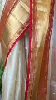 Pure chanderi silk saree with katan border, with BP