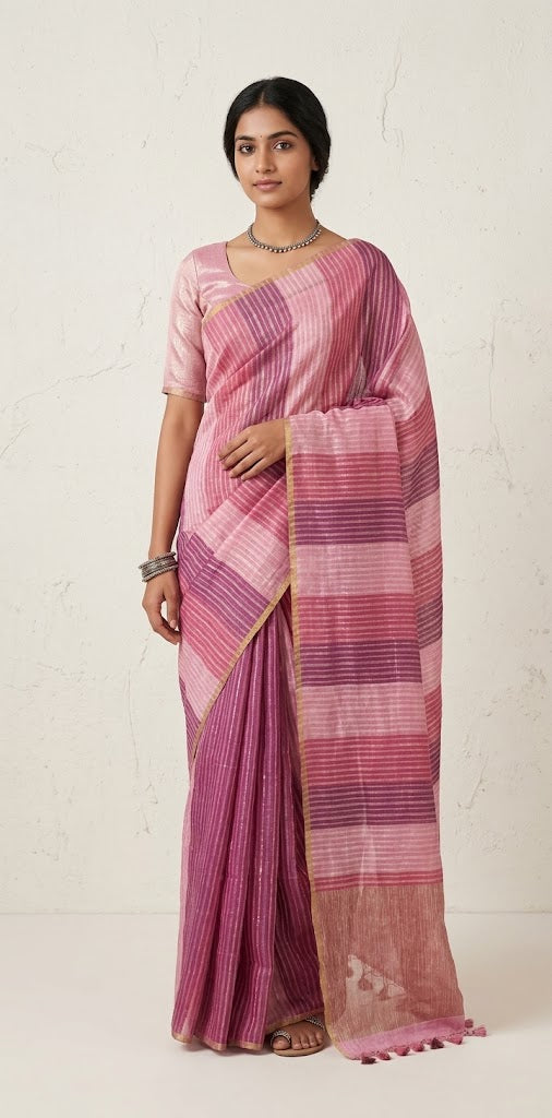 Designer munga silk saree with stitched blouse