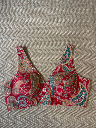 Red tissue silk blouse