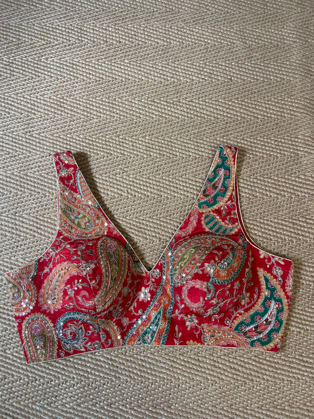 Red tissue silk blouse