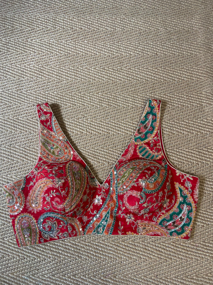 Red tissue silk blouse