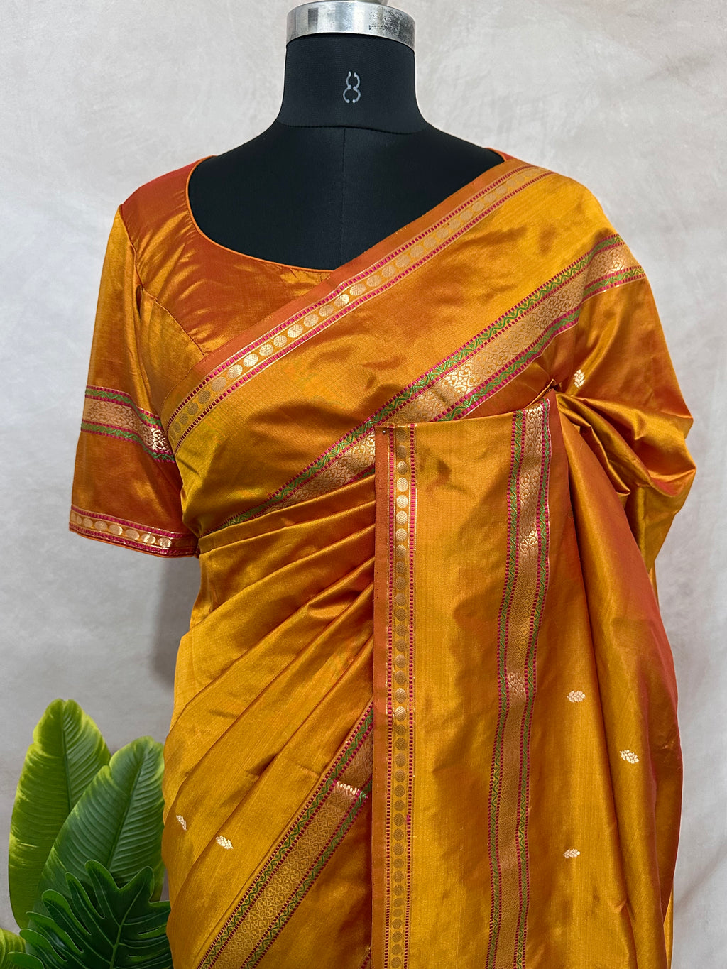 Handloom Pure katan banarsi soft silk saree with stitched blouse