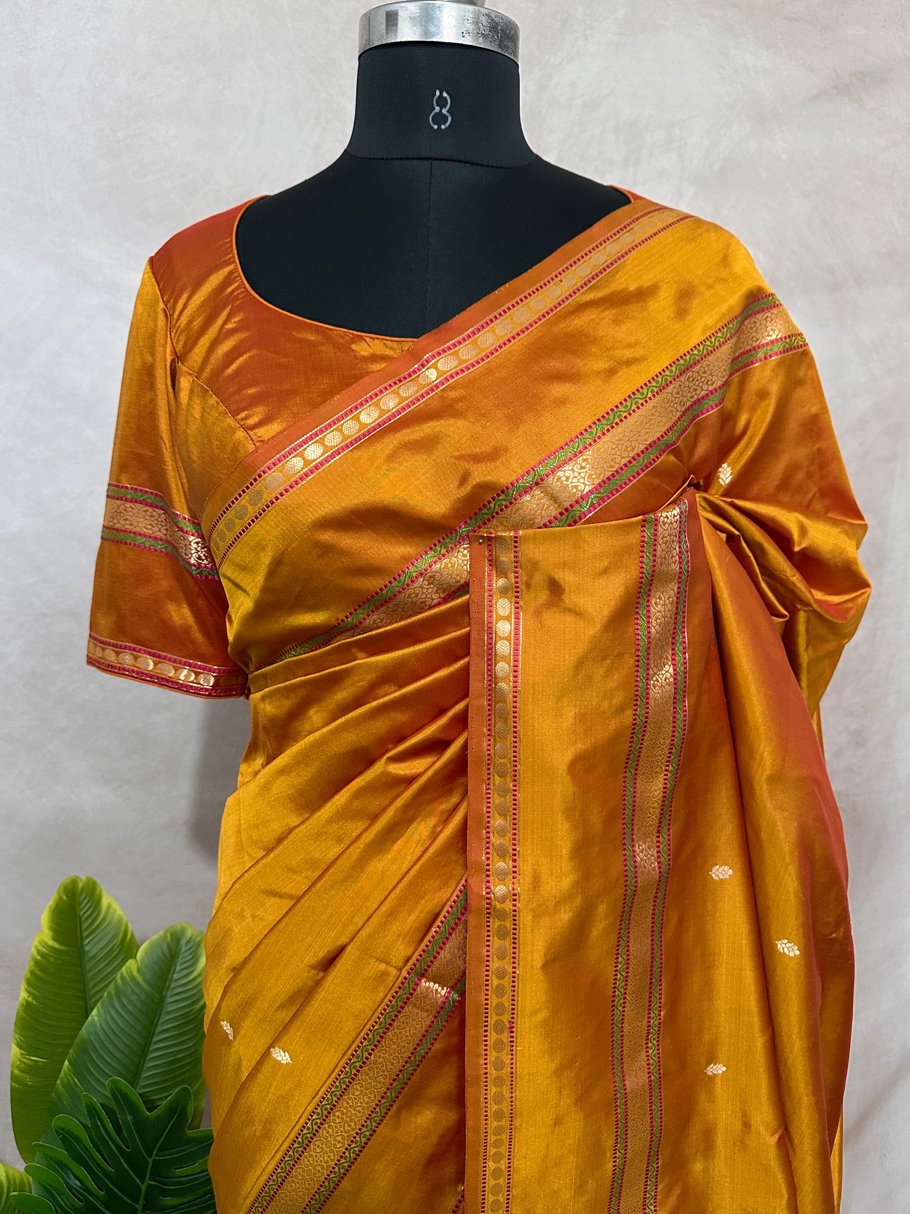 Handloom Pure katan banarsi soft silk saree with stitched blouse