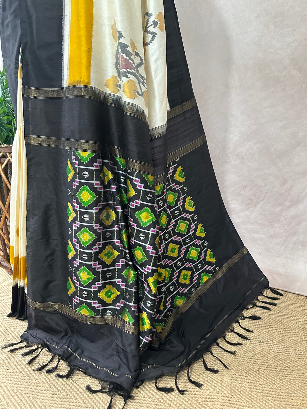 Ikkat pure silk designer saree with designer blouse