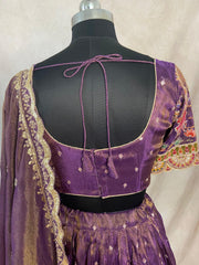 Purple tissue lehanga