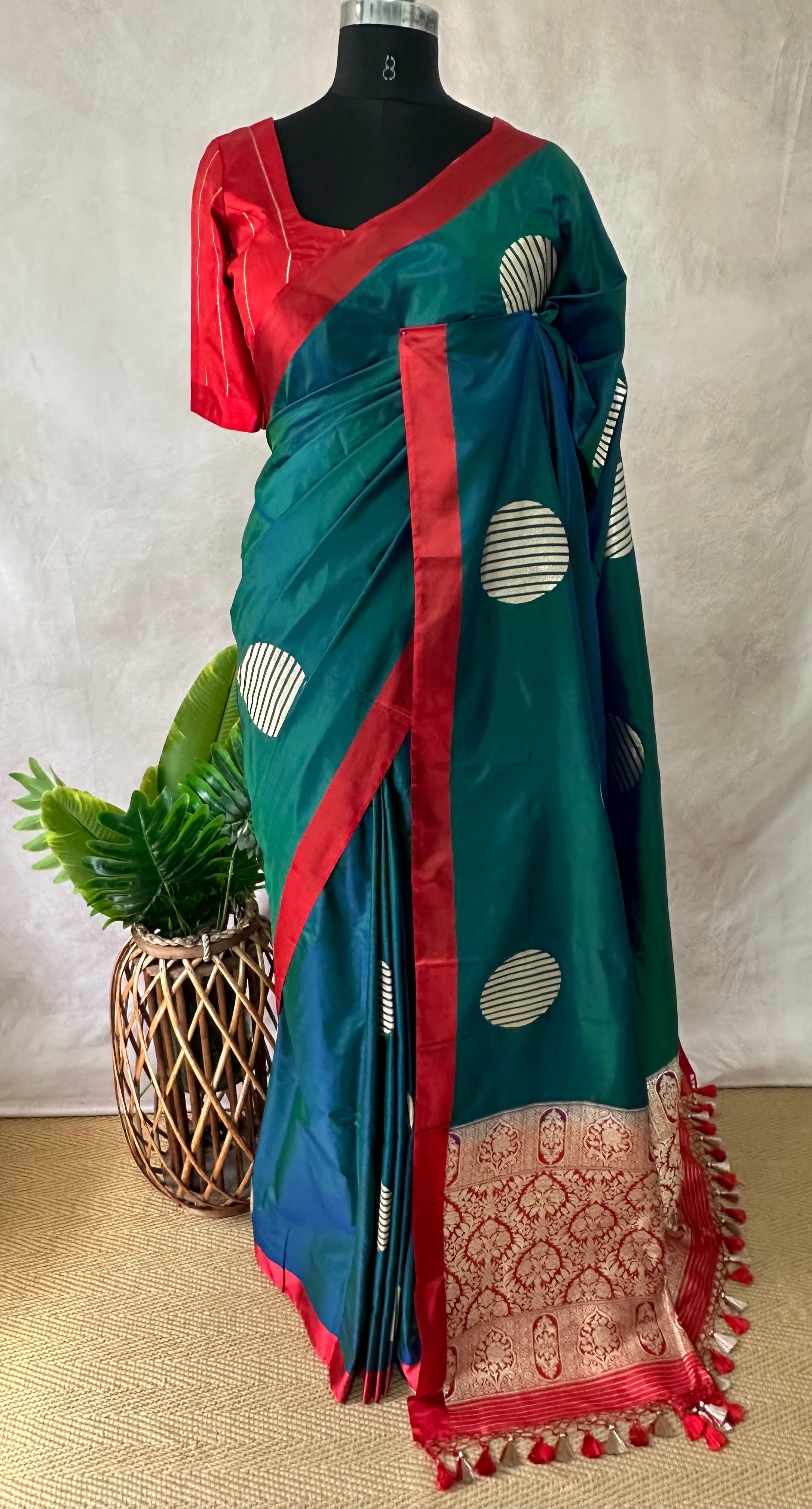 Pure katan banarsi saree with stitched blouse