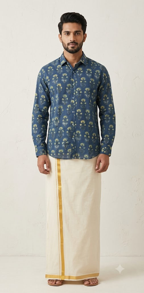 Ajrakh handblock printed shirts in pure Cotton