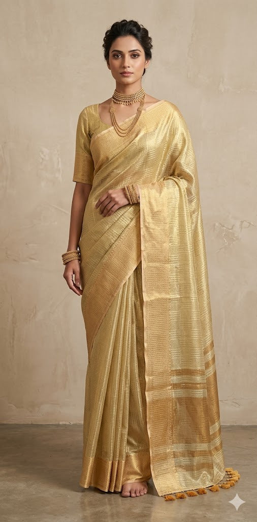 Modal tissue saree with stitched blouse