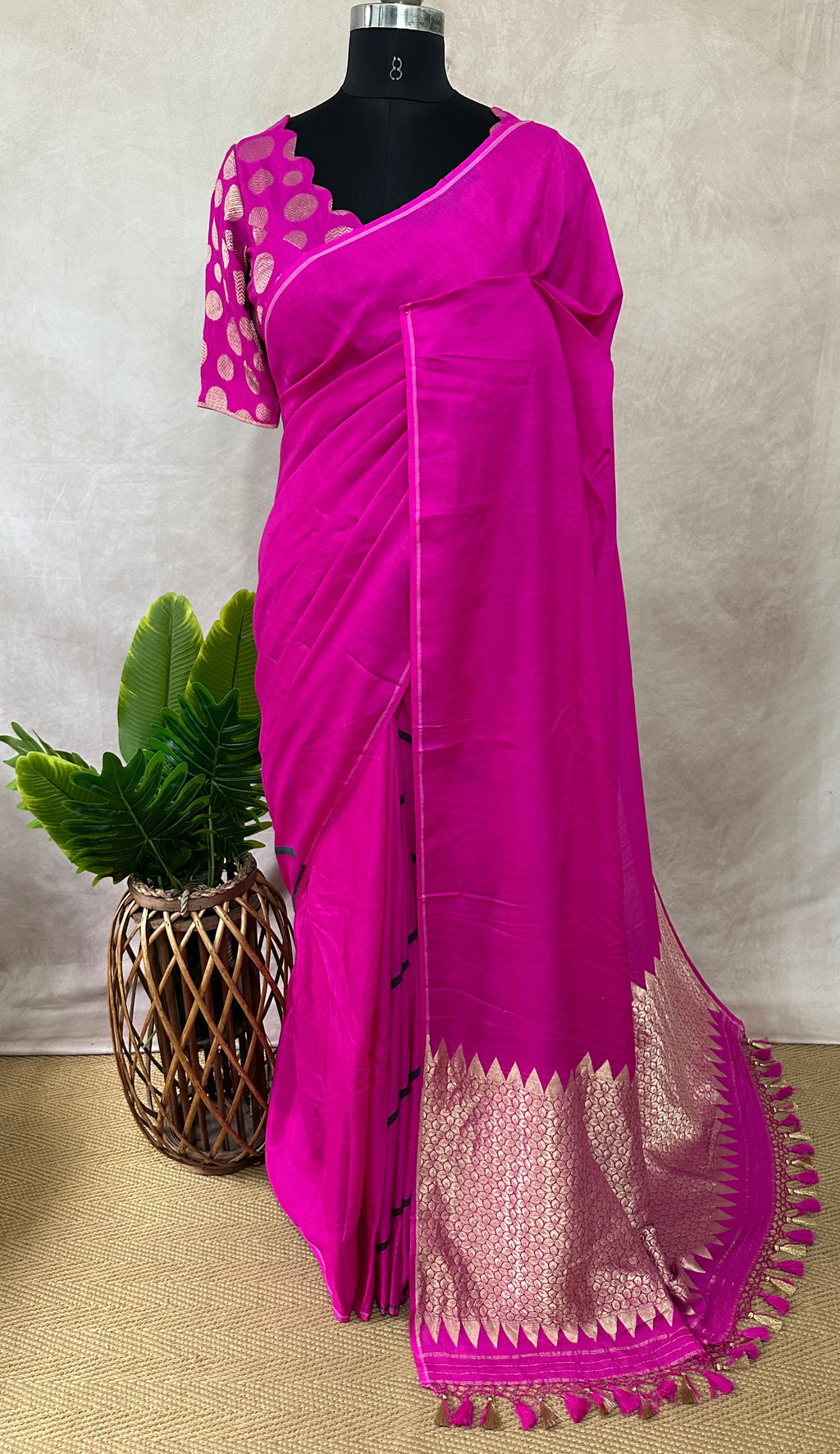 Designer pure Tussar munga silk saree with brocade blouse