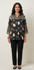 Pure Modal silk shirt with hand block print