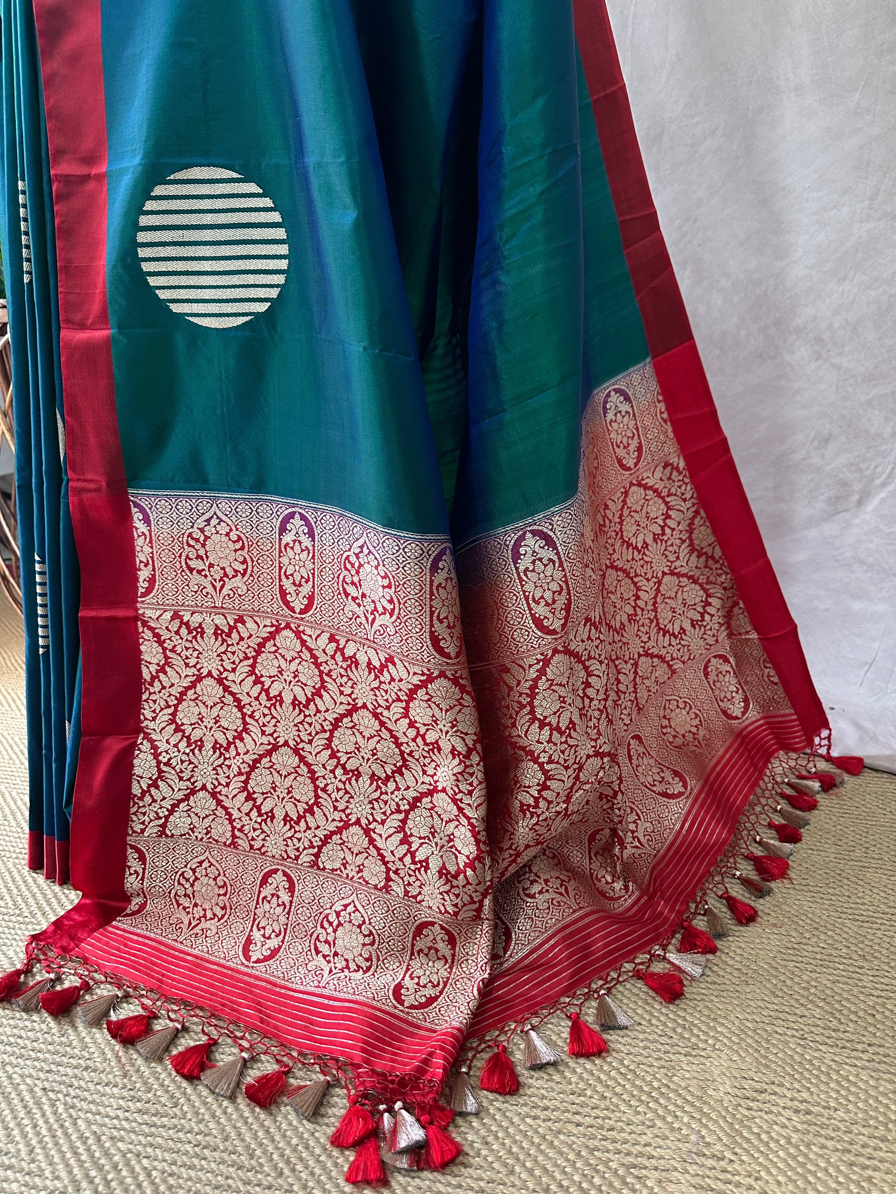Pure katan banarsi saree with stitched blouse