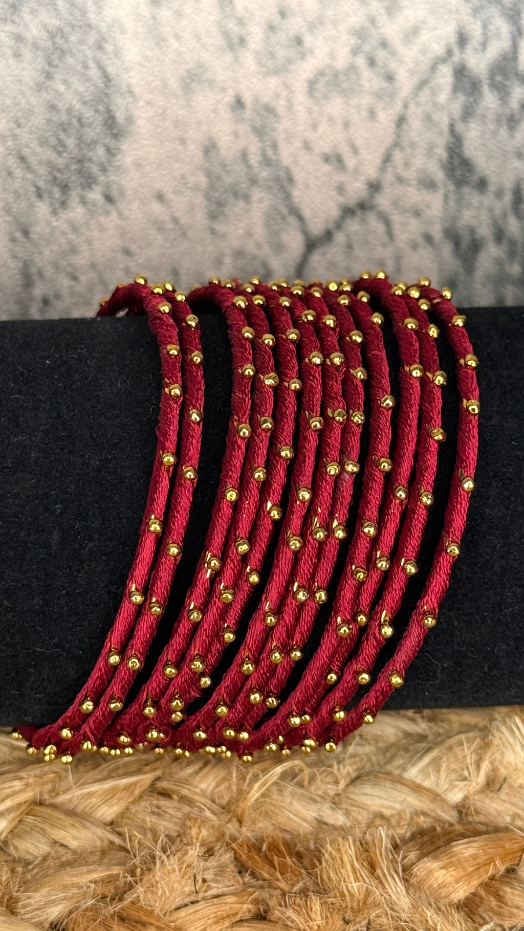Maroon thread bangle set (12 number)- 2.4