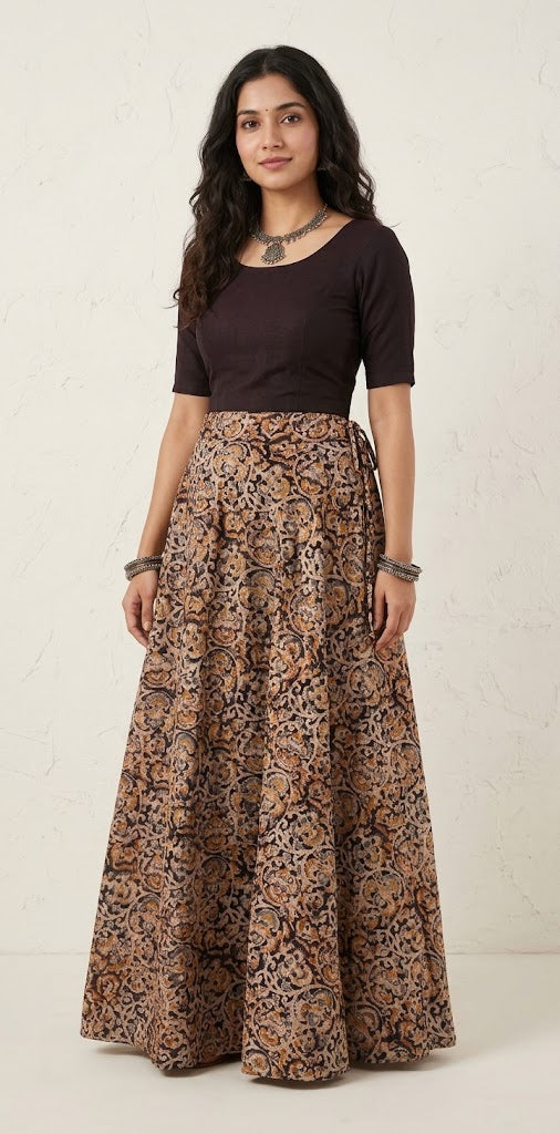 Kalamkari skirt - fits up to 36inch waist