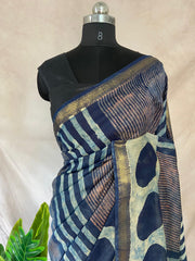 Nashpal Maheshwari cotton saree, Hand block printed with Natural dye