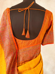 Pure Dupion silk saree with stitched blouse