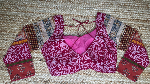 Patchwork Long-Sleeve Blouse