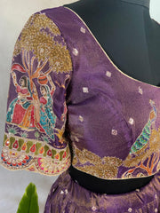 Purple tissue lehanga