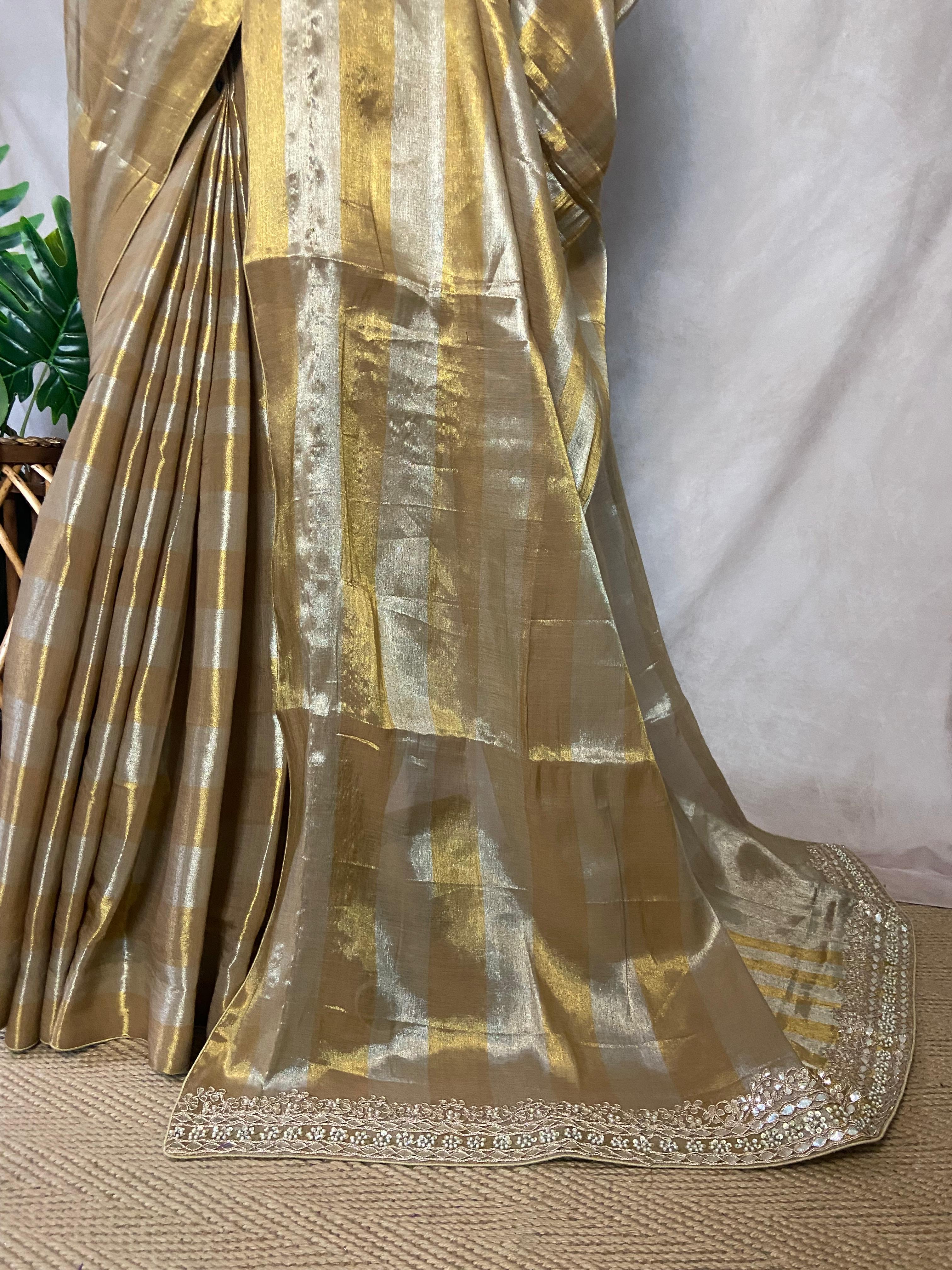 Tissue silk saree with designer blouse