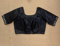 Black modal silk blouse with mirror work