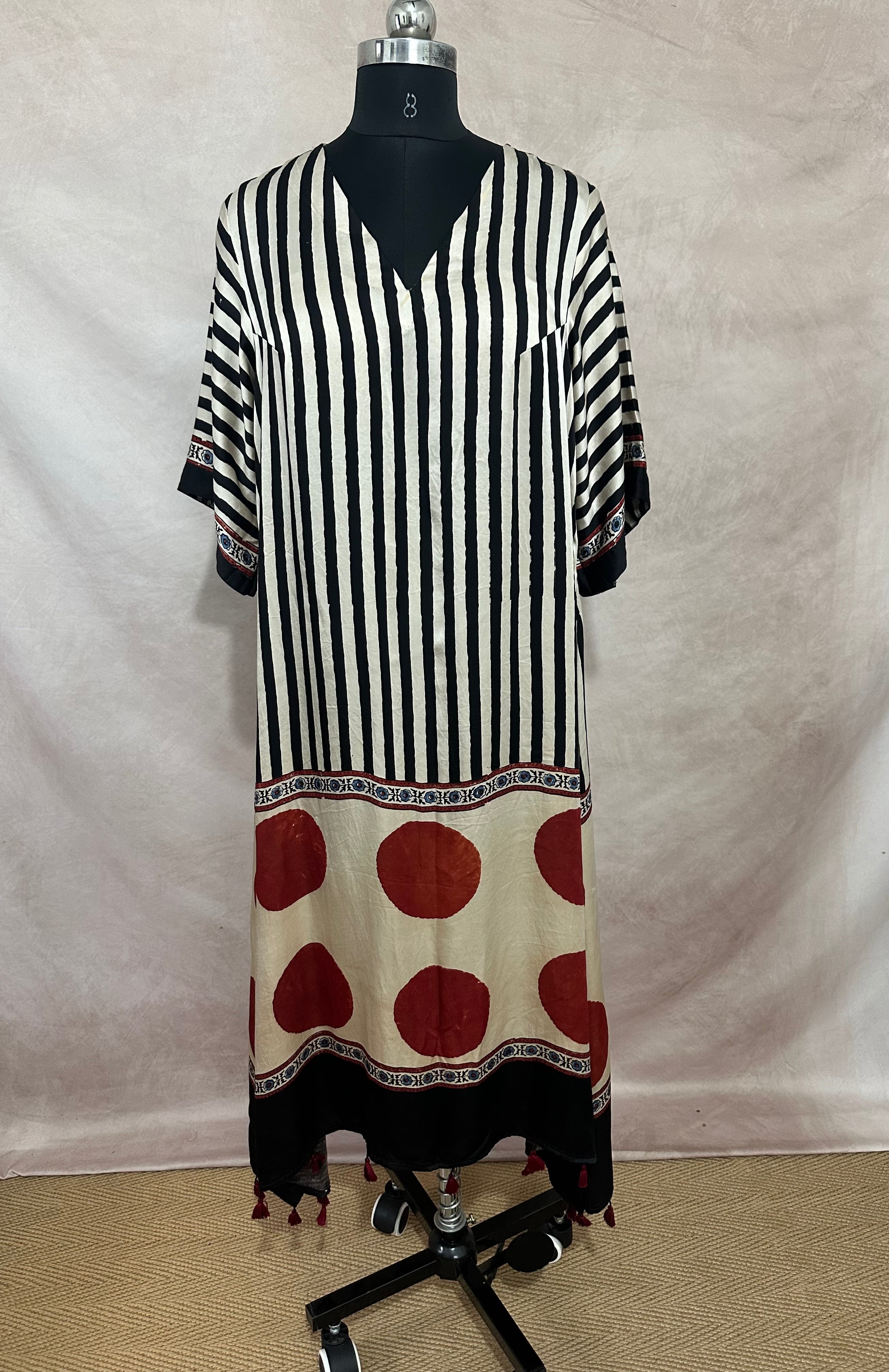 Designer Ajrakh modal silk dress