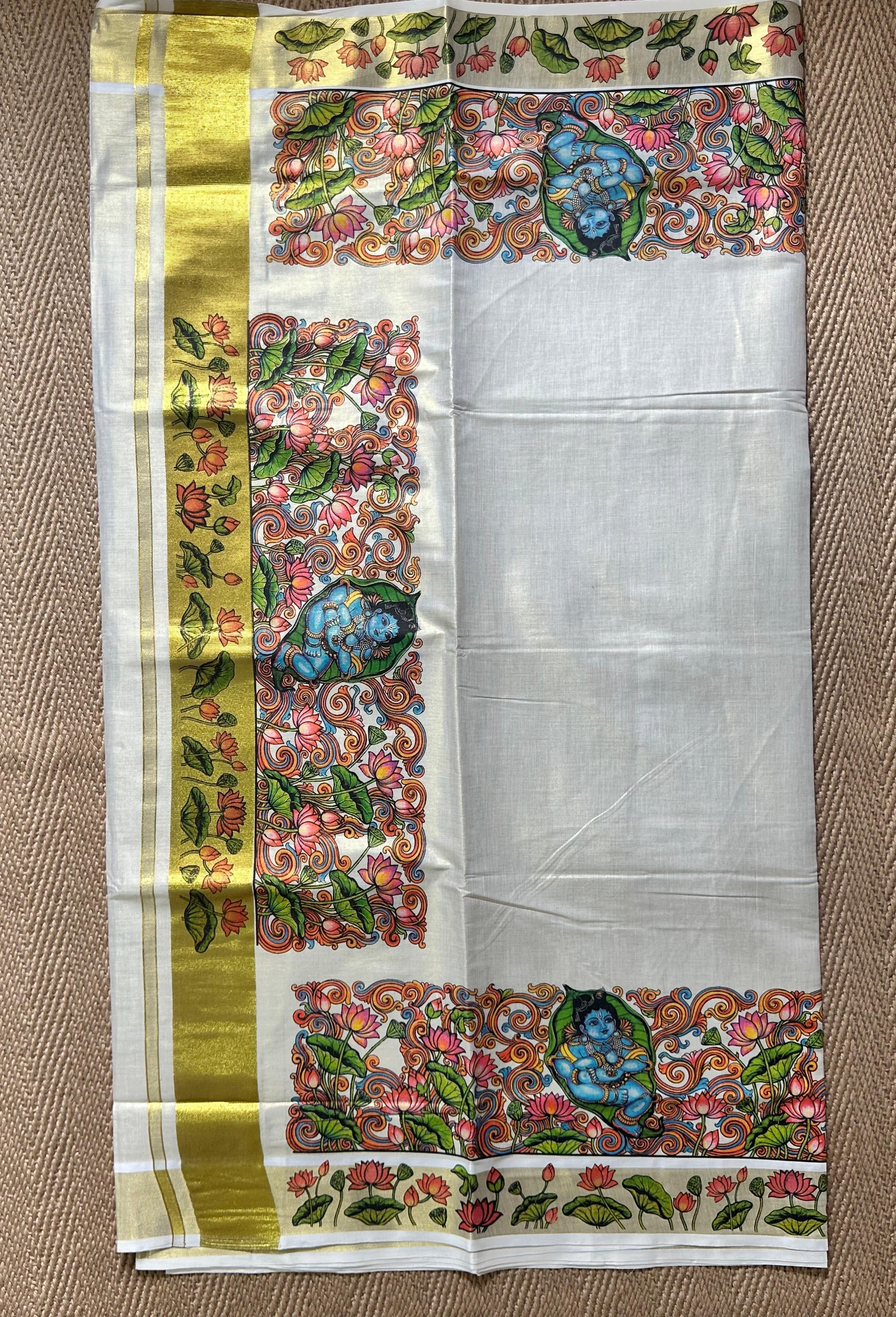 Soft tissue cotton saree with digital print