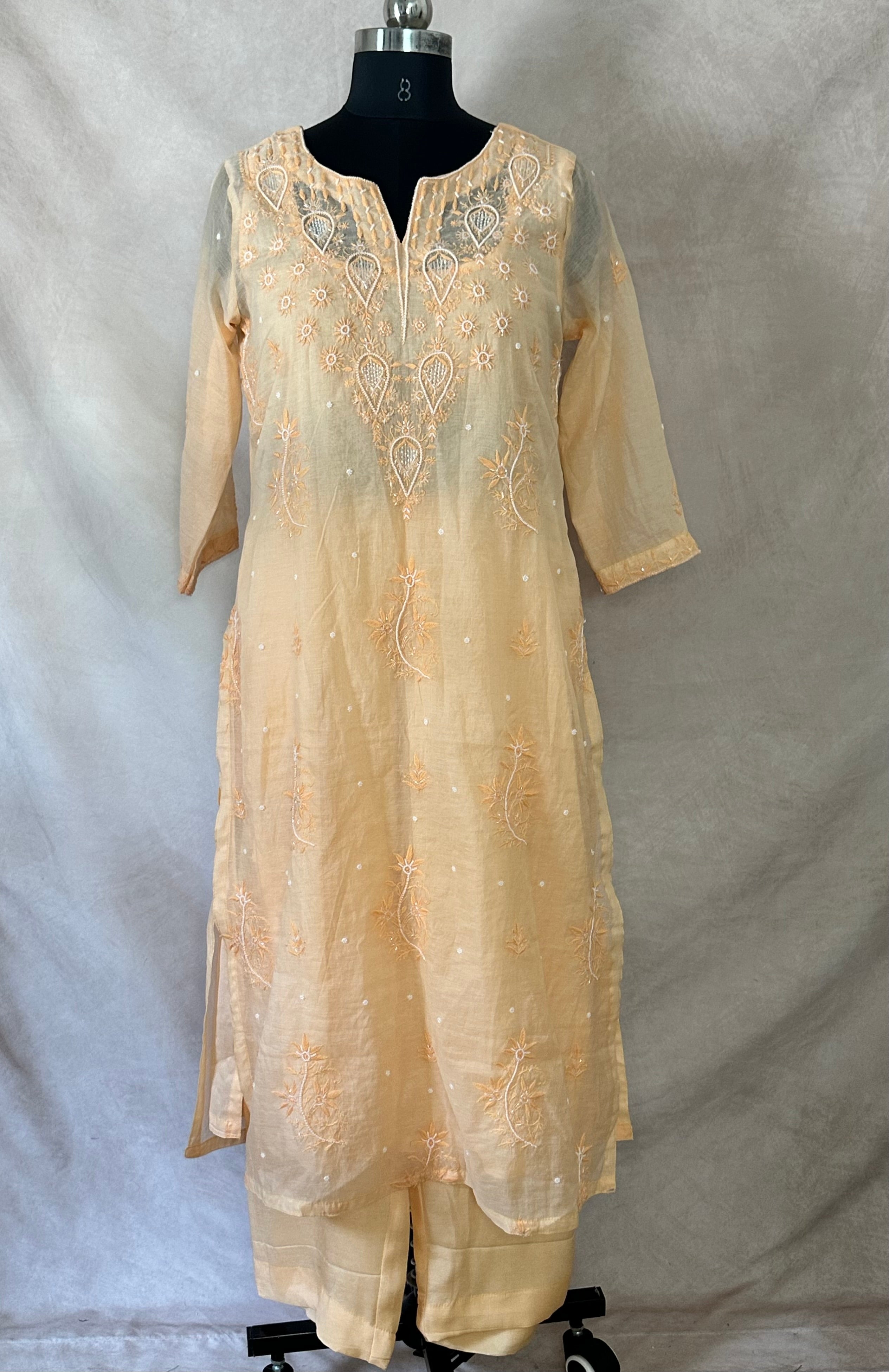 Designer Chikankari kurti with bottom and dupatta