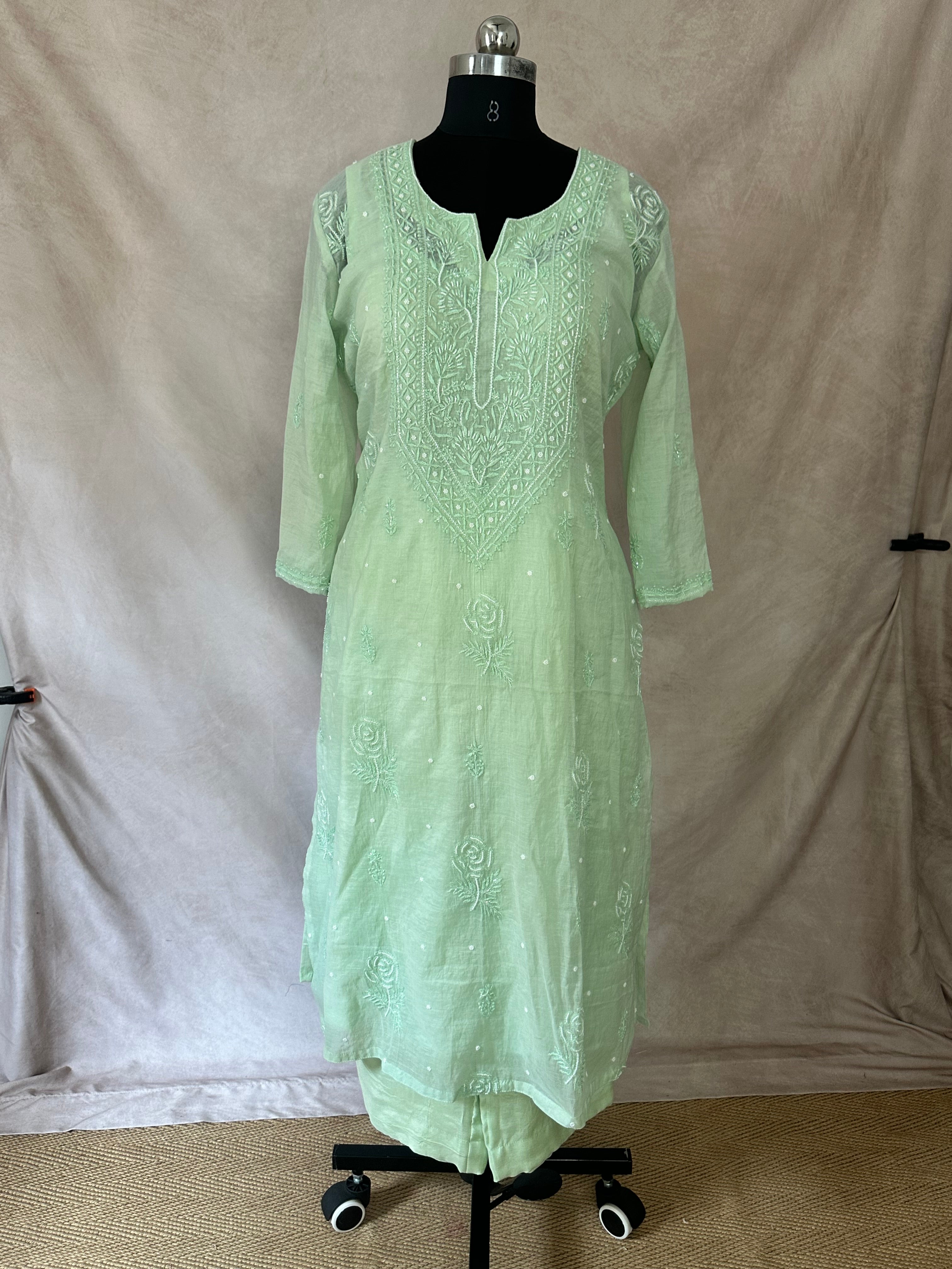 Designer Chikankari kurti with bottom and dupatta