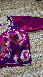 Purple and magenta brocade banarsi blouse