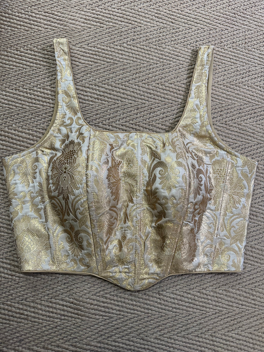 Gold banarsi brocade Corset with back tie (fits from 36 to 42)