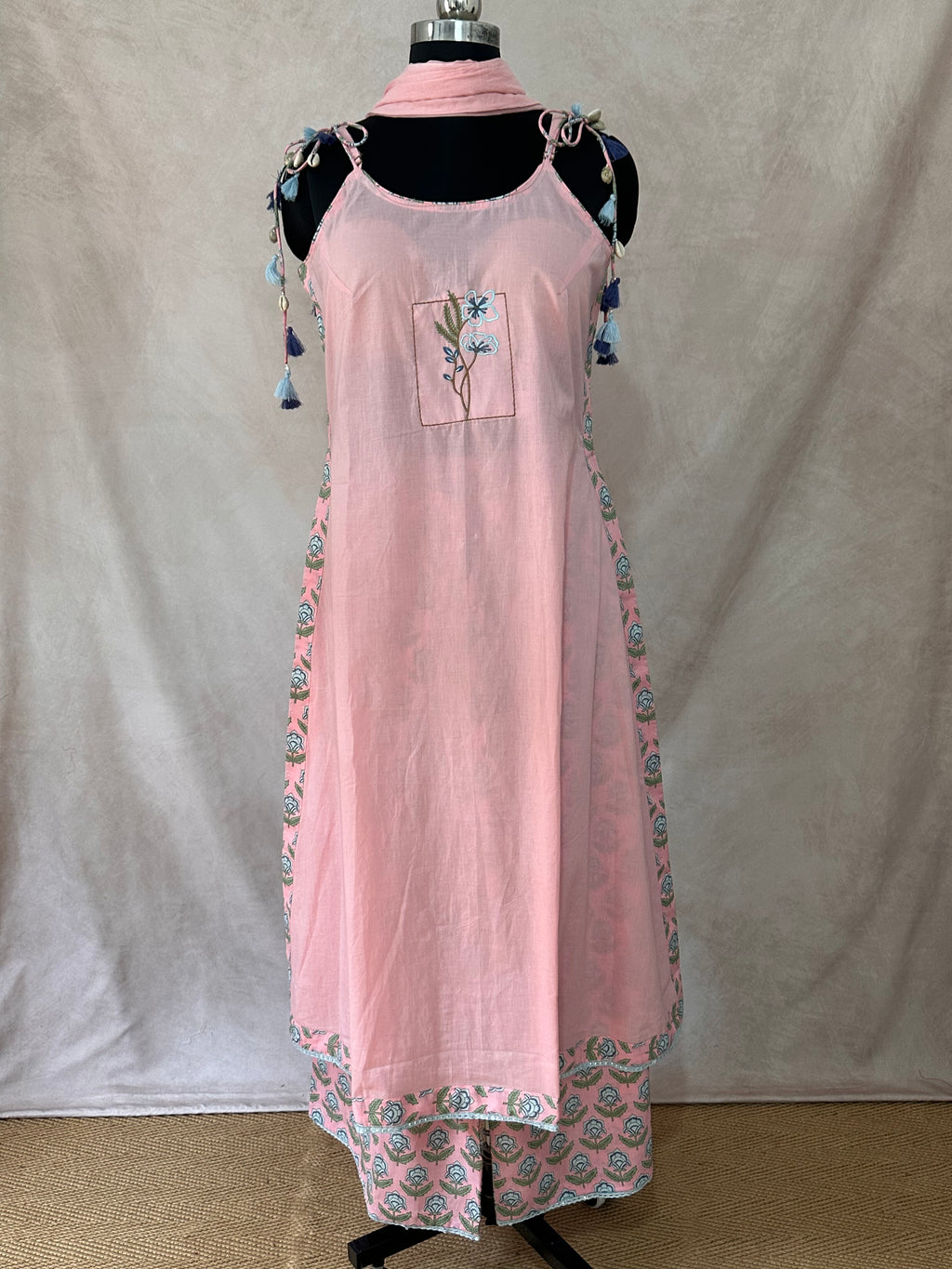 Cotton kurti with bottom and dupatta
