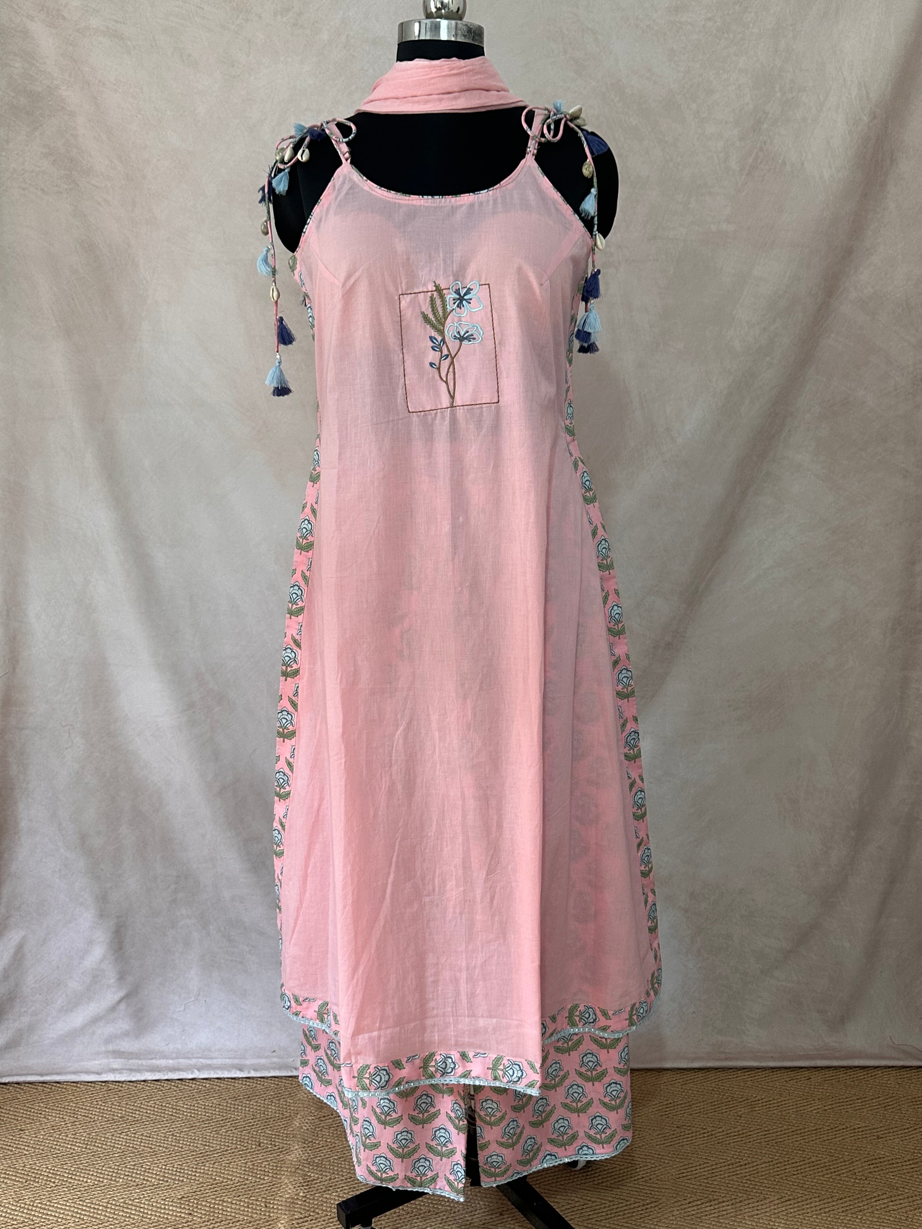 Cotton kurti with bottom and dupatta