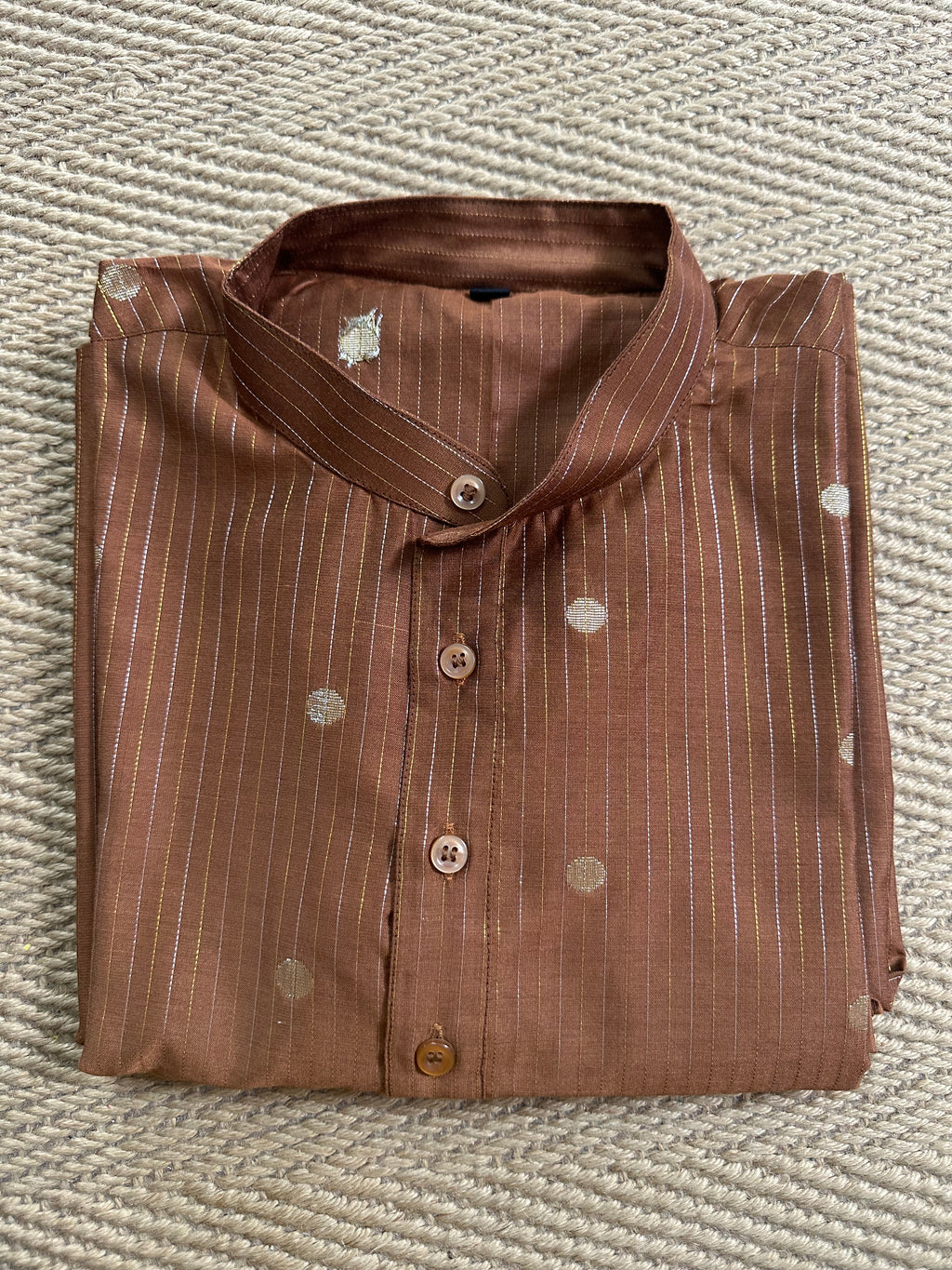 Light brown cotton silk long kurta