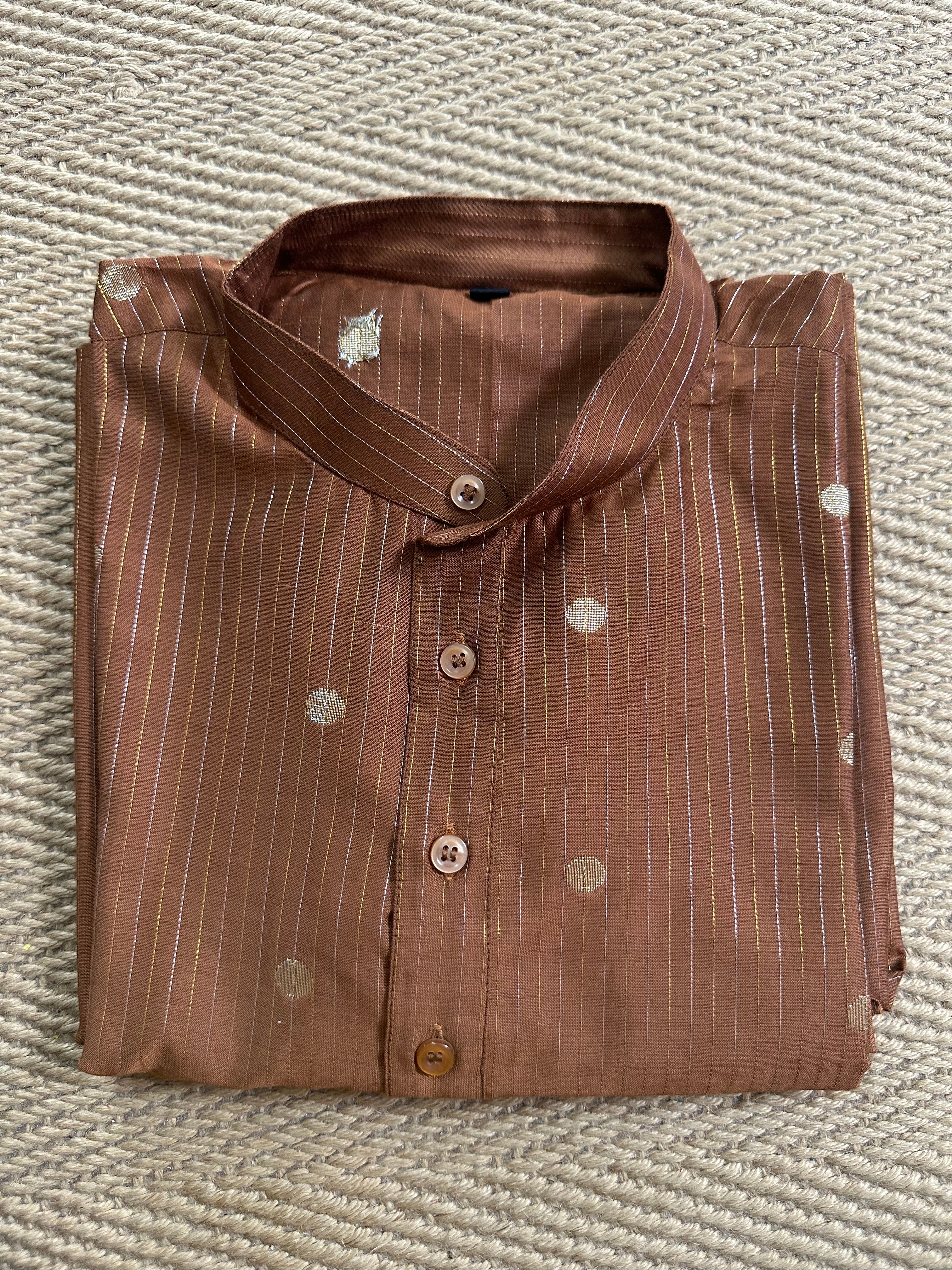 Light brown cotton silk long kurta