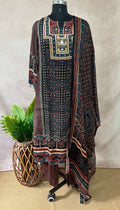 Brown crepe silk kurti set