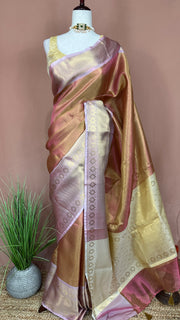 Semi Kanchivaram brocade saree with stitched blouse