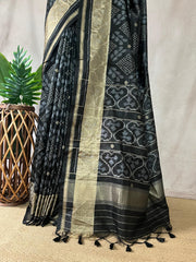Semi ikkat saree with stitched blouse