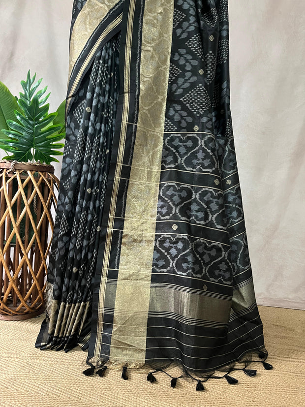 Semi ikkat saree with stitched blouse