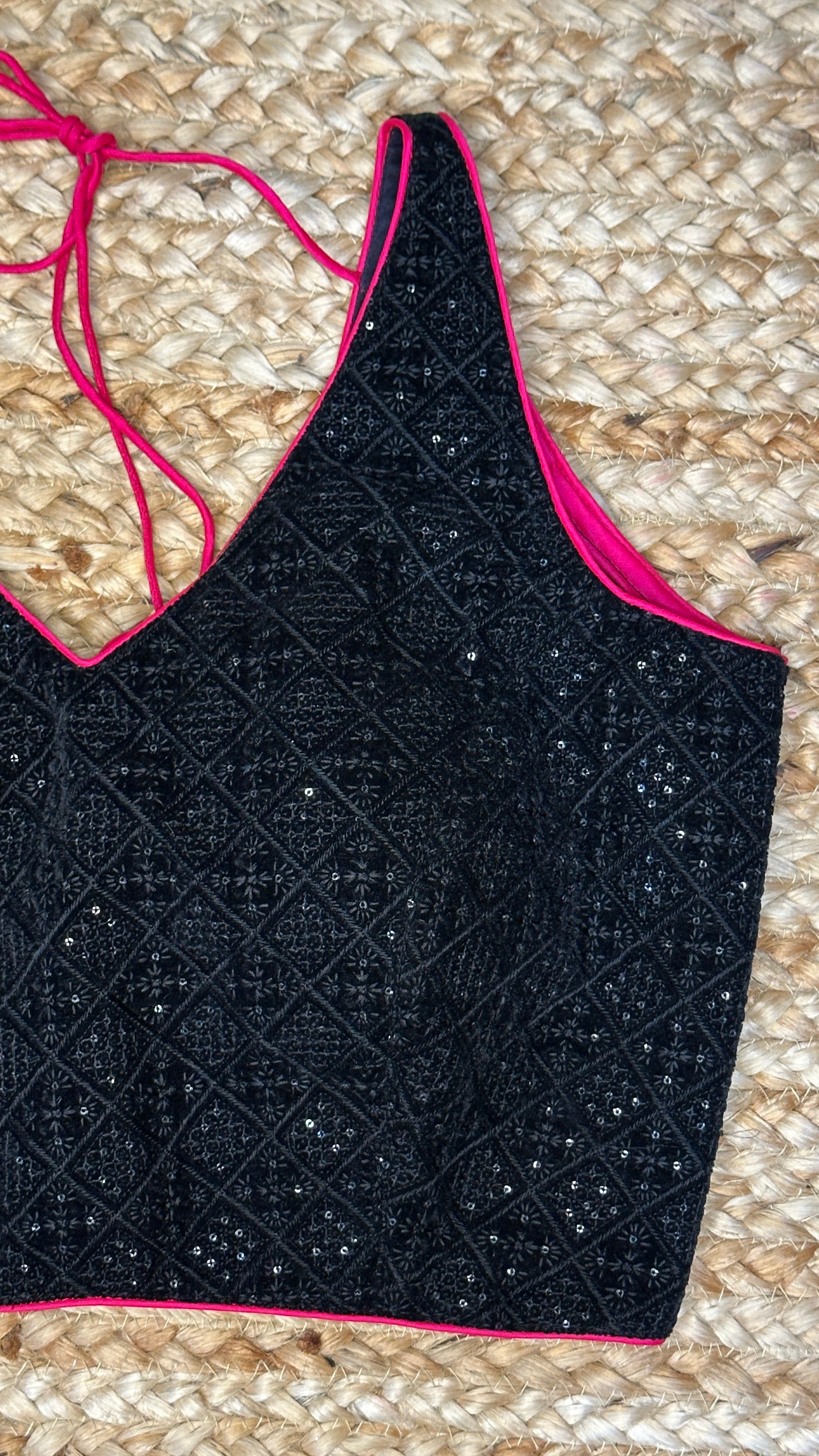 Black velvet sleeveless blouse