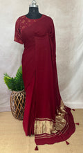 Crepe silk saree with bandini and kutch embroidery blouse