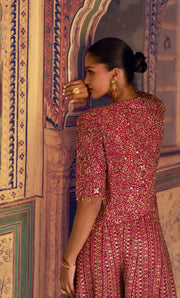 Pink color Palazo with blouse and coat