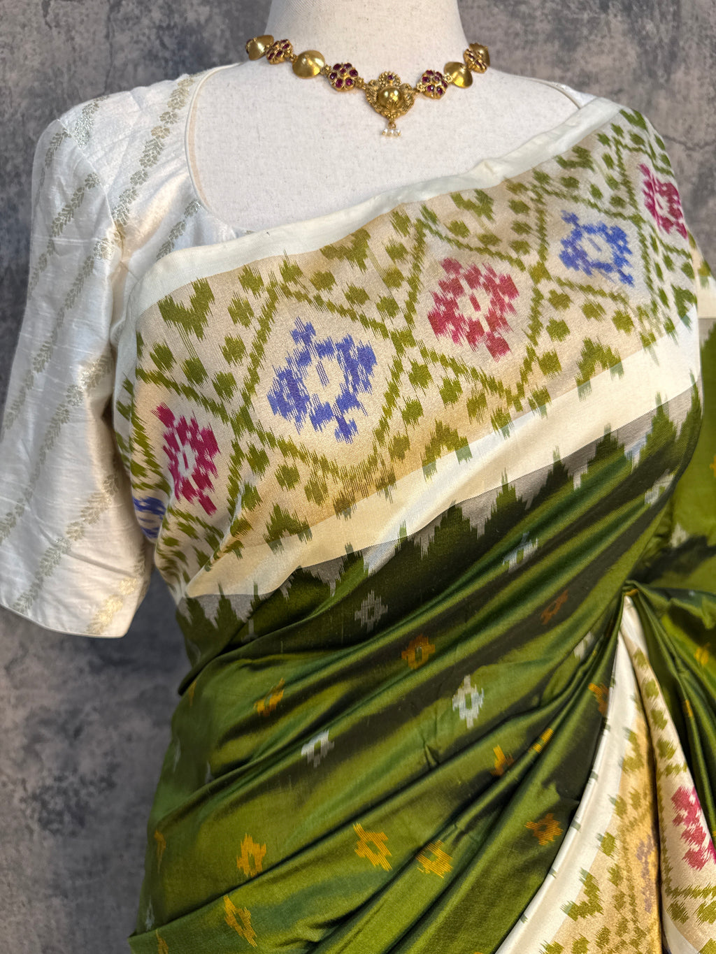 Light green Ikkat handloom saree