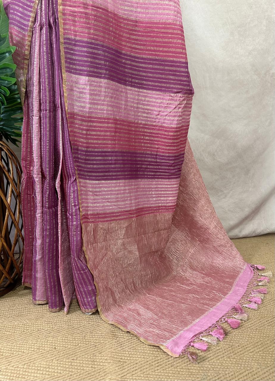 Designer munga silk saree with stitched blouse