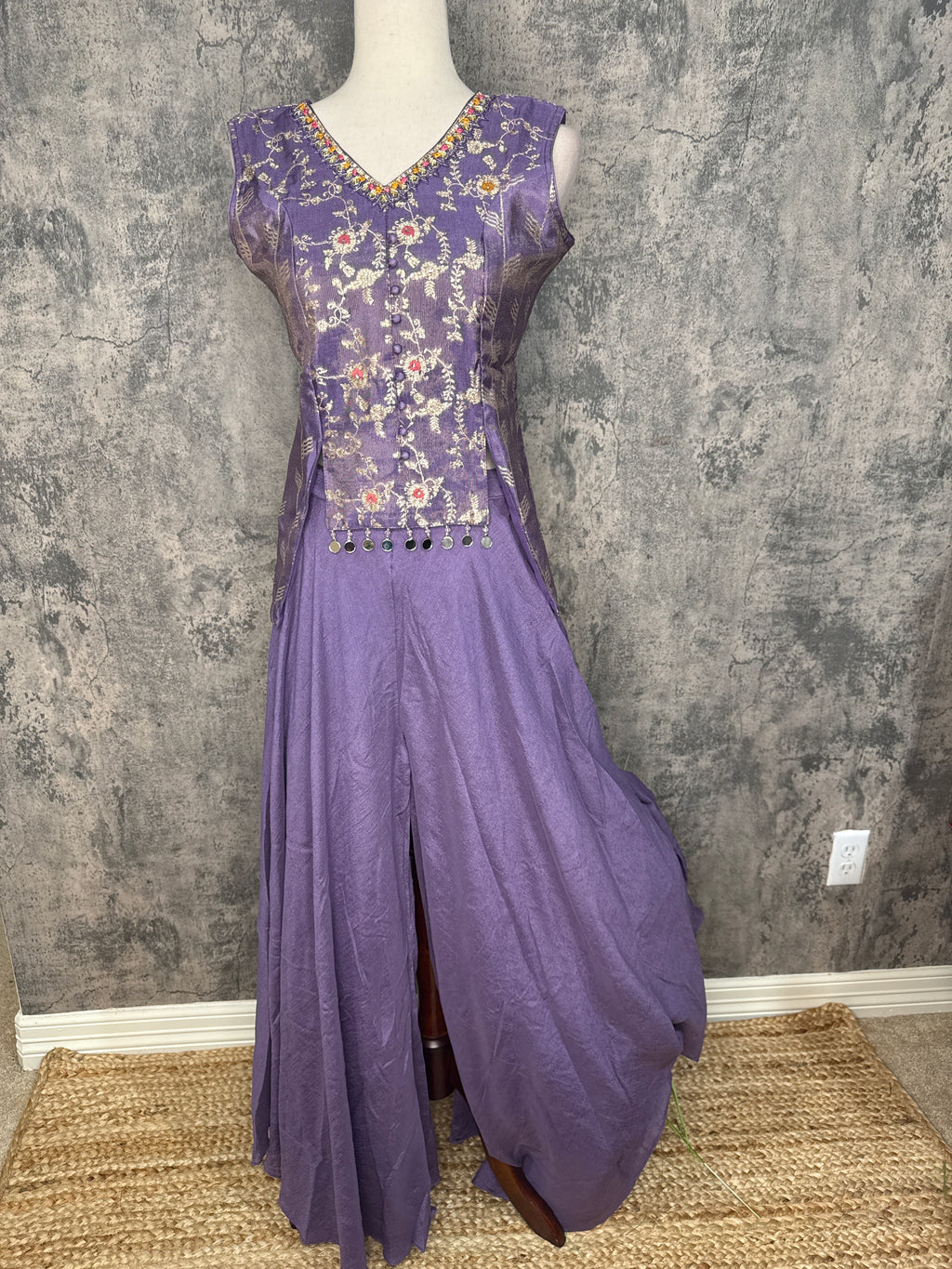 Lilac banarsi short top with pallazo pants