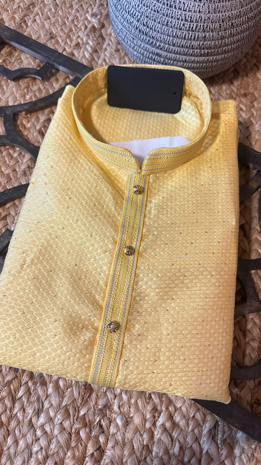 Yellow semi silk Kurta