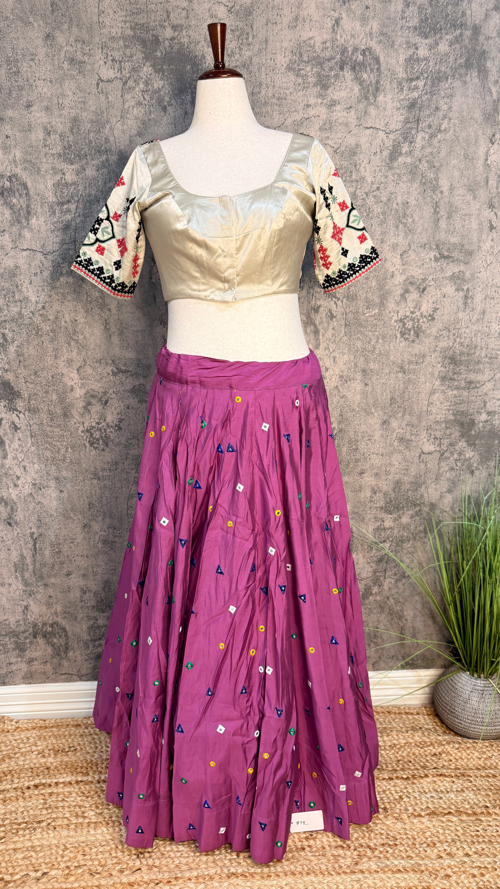 8 m flare navrathri skirt with foil mirror